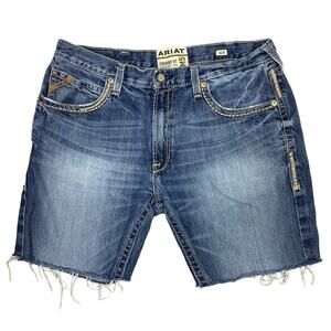 Ariat Cut-Off Jean Shorts Size 36" (36"x 8") Blue Western Grunge Jorts *Flaw